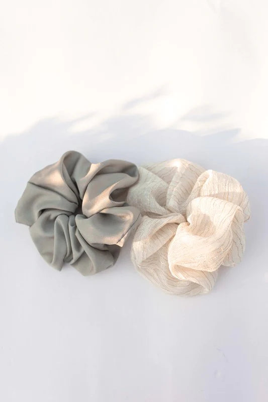 Linen Organza Hair Scrunchie- Organza