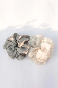 Linen Organza Hair Scrunchie- Organza