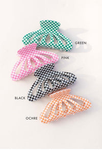 Butterfly Checkered Hair Claw - Ochre