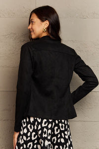 Full Size Lapel Collar Long Sleeve Jacket