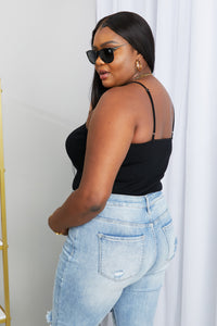 Petal Dew Full Size Ribbed Cami in Black