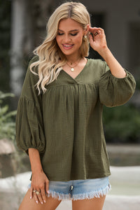 Dropped Shoulder V-Neck Blouse