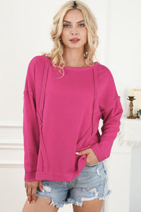 Round Neck Exposed Seam Sweatshirt