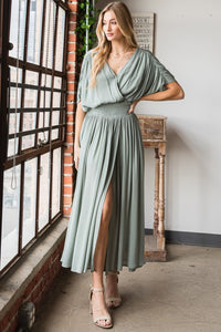 HEYSON Full Size Napa Valley Gauze Surplice Midi Dress