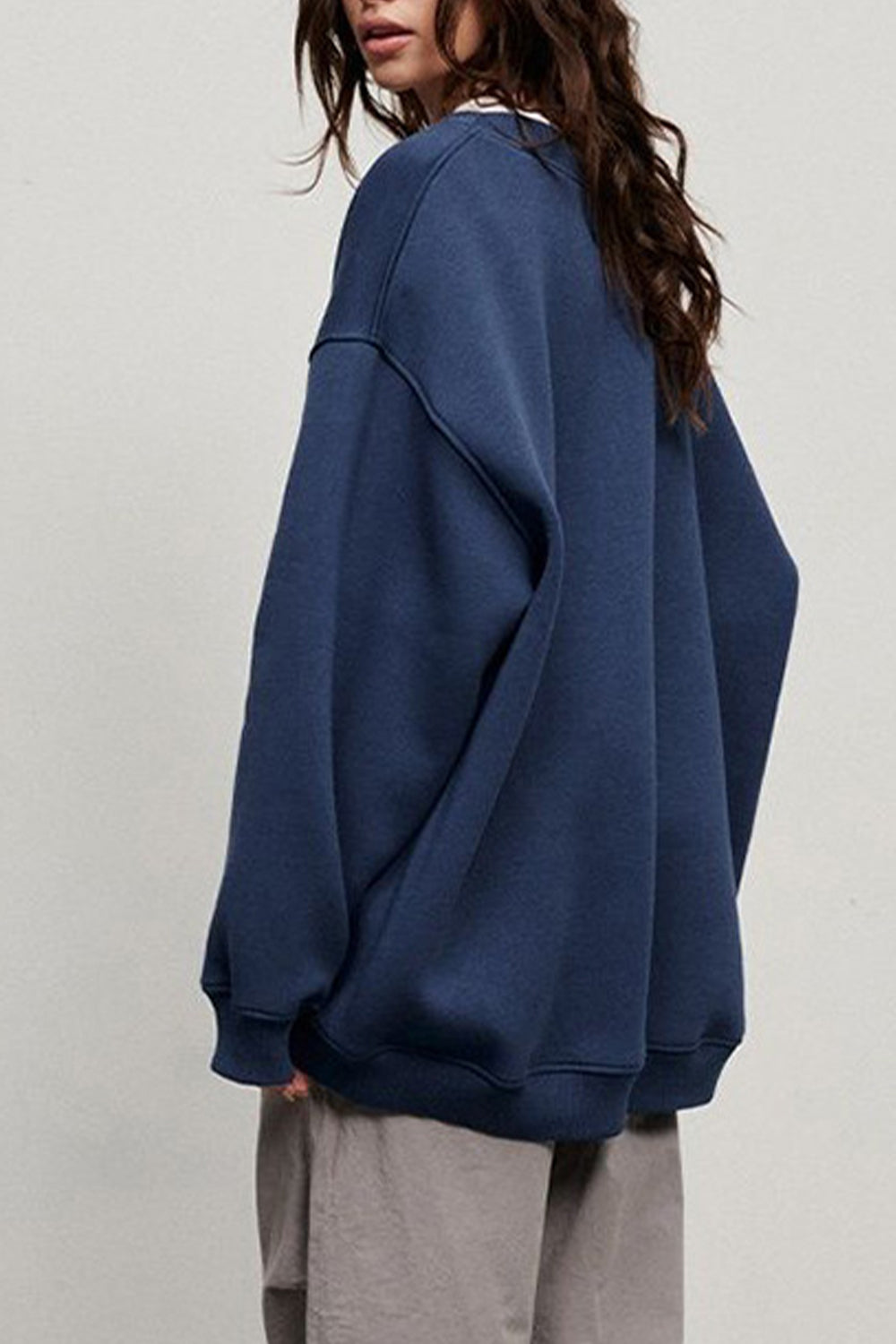 Round Neck Dropped Shoulder Sweatshirt