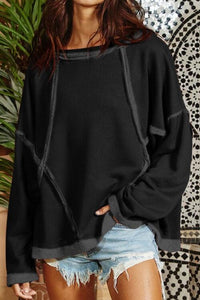 Round Neck Exposed Seam Sweatshirt