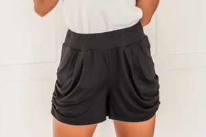 Here To Relax Harem Shorts- Black