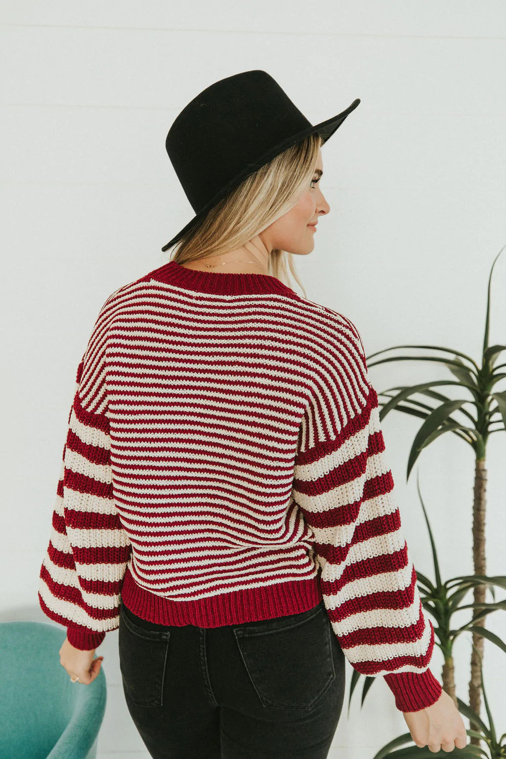 It Takes Time Striped Sweater- Burgundy
