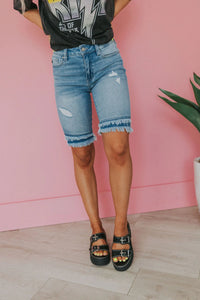 No Doubt Frayed Hem Bermuda Shorts