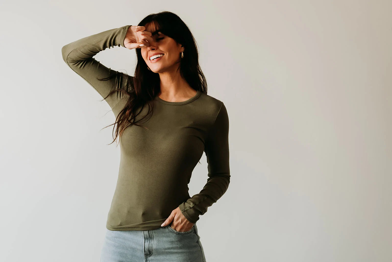 Good Move Button Sleeve Top- Olive