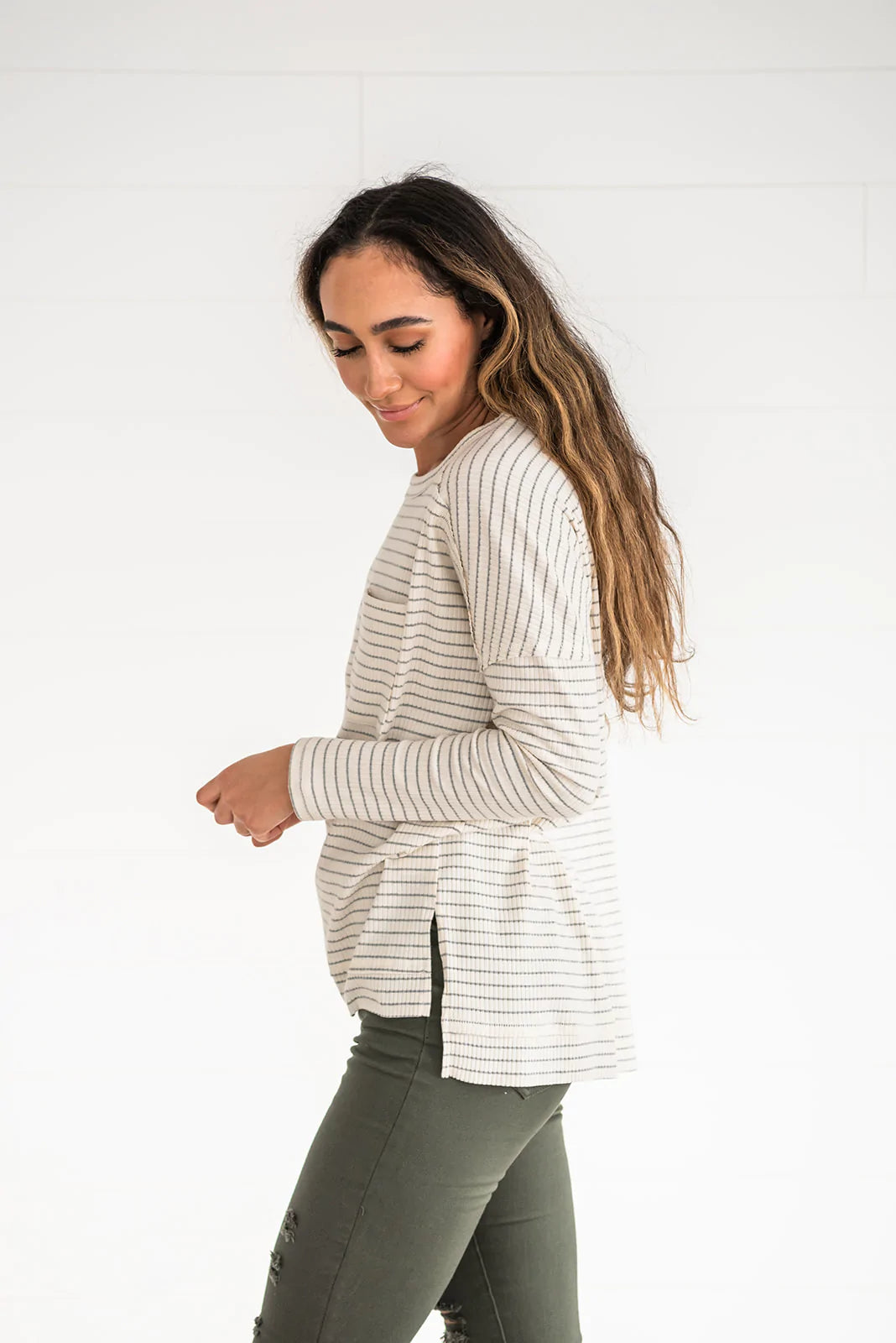 Keep It Casual Ribbed Striped Top